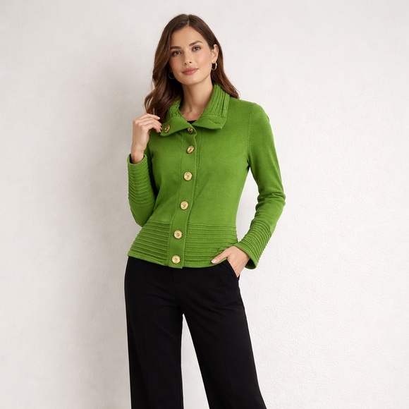 Jones New York Jackets & Blazers - Jones New York Signature Green Button-Front Knit Jacket / Top – Size S